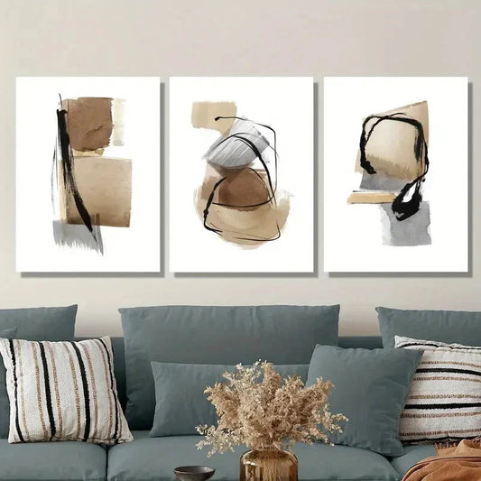 3pcs rt, Minimalist abstract art painting Metal Print Ready to Hang Art