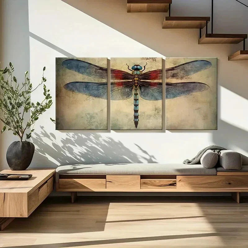 3pcs Insect Aesthetic Dragonfly Metal Print Ready to Hang Art
