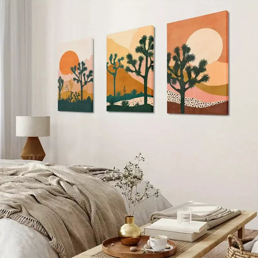 3pcs Joshua Tree Art Print Large Bohemian Canvas Framed 40x60cm - High Quality Print 100% Australian Made Wall Canvas Ready to Hang
