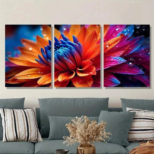 3pcs Modern Plant & Flower Theme Metal Print Ready to Hang Art