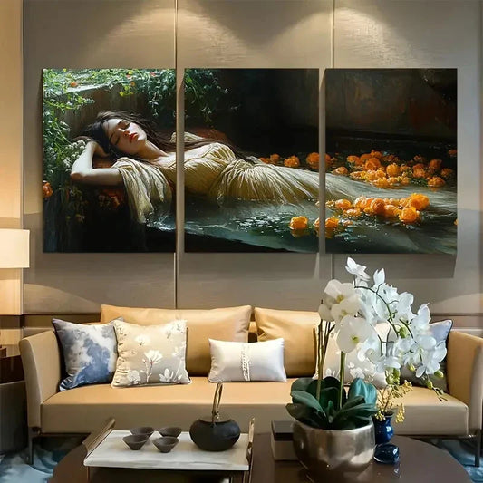 3pcs Lady of Shalott John William Waterhouse Metal Print Ready to Hang Art