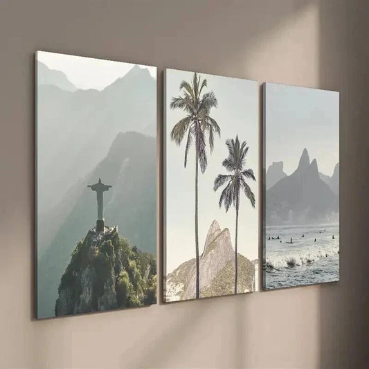 3pcs Rio de Janeiro Brazilian Inspirational Wall Art Set Canvas Framed 40x60cm - High Quality Print 100% Australian Made Wall Canvas Ready to Hang