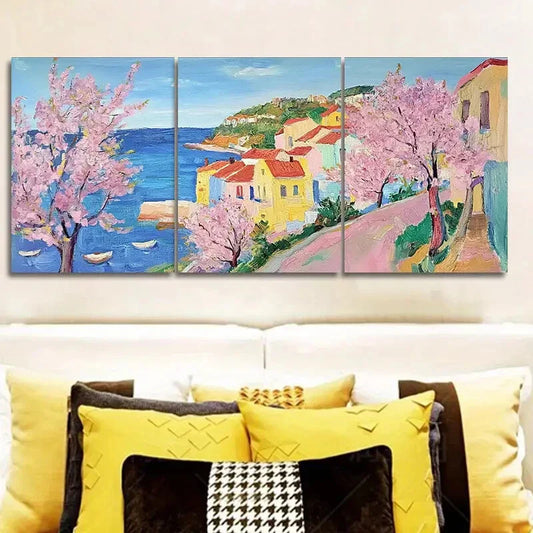3pcs The cherry blossoms open. (4) Wall Art Set Canvas Framed 40x60cm - High Quality Print 100% Australian Made Wall Canvas Ready to Hang