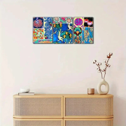 3pcs Botanical Posters Eclectic Art Vibrant Metal Print Ready to Hang Art