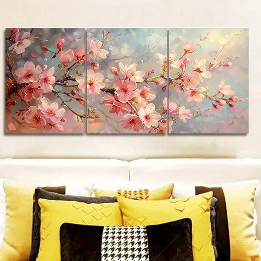 3pcs Cherry Tree for Home Decoration Metal Print Ready to Hang Art