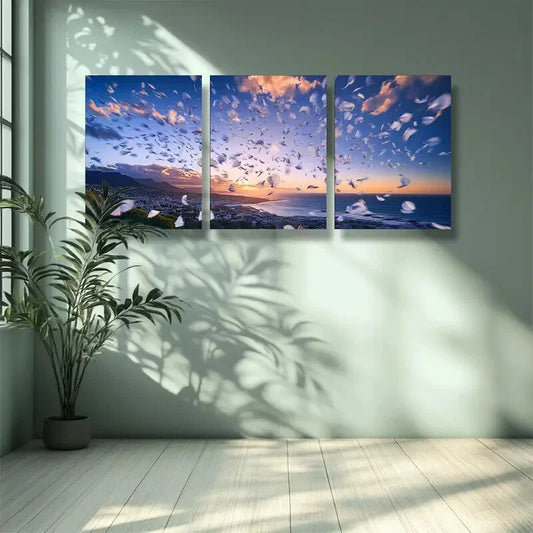 3pcs Sunset in Cape Town Metal Print Ready to Hang Art