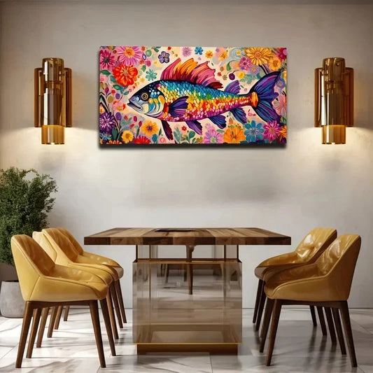 Colorful Fish Wall Art Canvas Office Home Room Framed 120x60cm