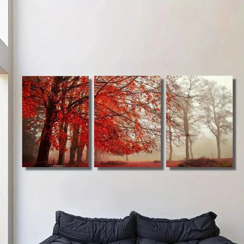 3pcsPopular autumn forest with the most beautiful Metal Print Ready to Hang Art