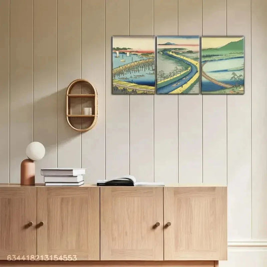 3pcs Sea Ships Bridge Decoration Poster Metal Print Ready to Hang Art