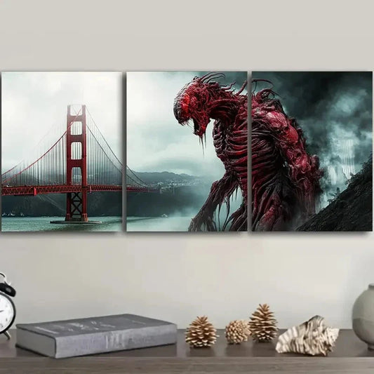 3pcs Dissecting Alien Life, Wall Art Set Canvas Framed 40x60cm - High Quality Print 100% Australian Made Wall Canvas Ready to Hang