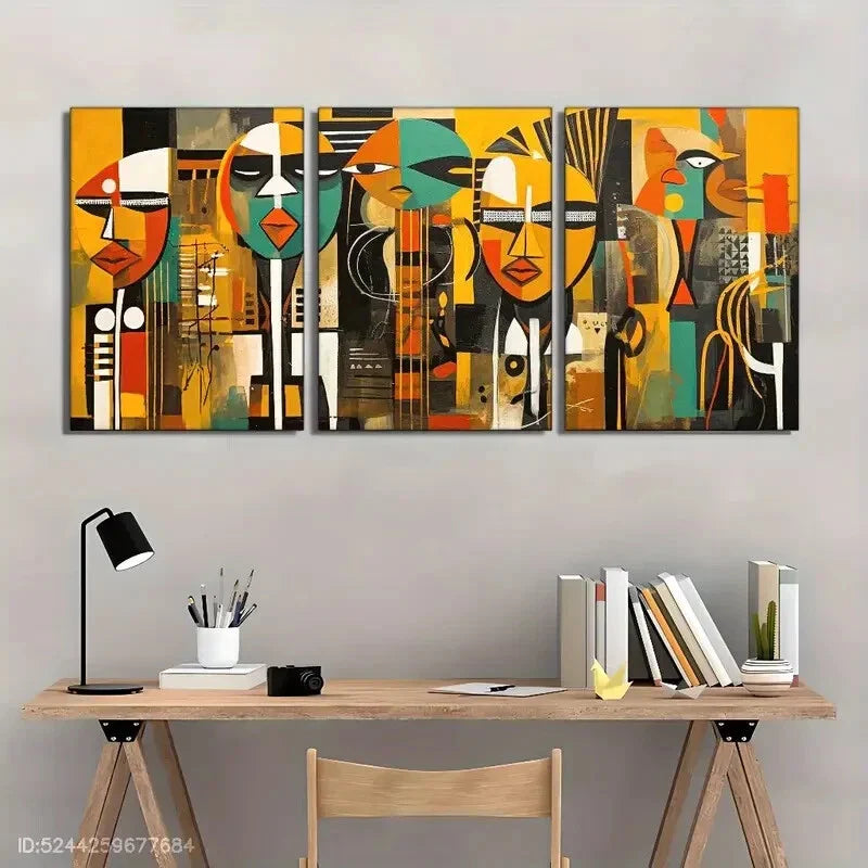 3pcs Abstract Art Decoration Poster African Tribal Metal Print Ready to Hang Art