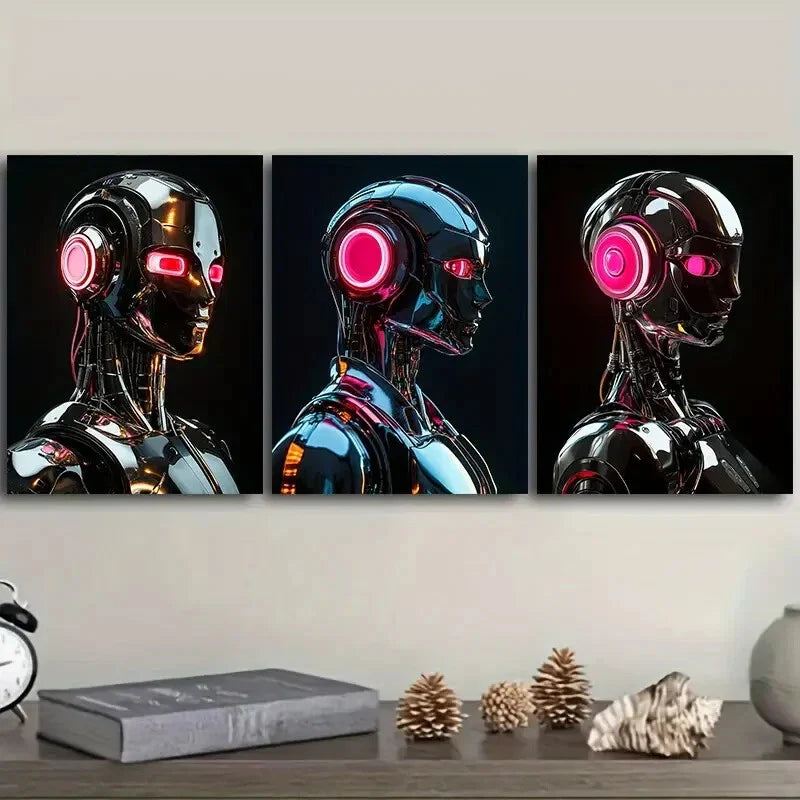 3pcs Astronauts on the moon (19) Wall Art Set Canvas Framed 40x60cm - High Quality Print 100% Australian Made Wall Canvas Ready to Hang
