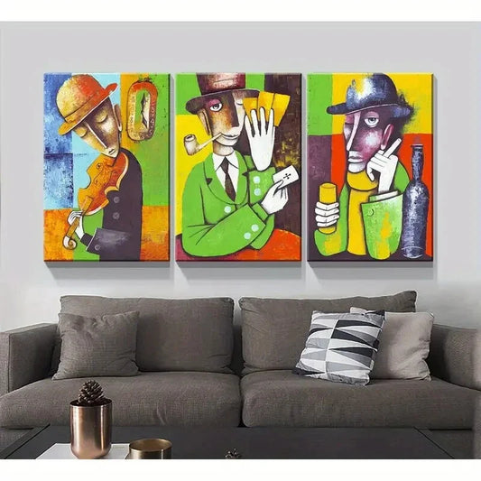3pcs mural abstract figure art retro Metal Print Ready to Hang Art