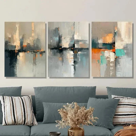 3pcs Modern Minimalist Urban Landscape Metal Print Ready to Hang Art