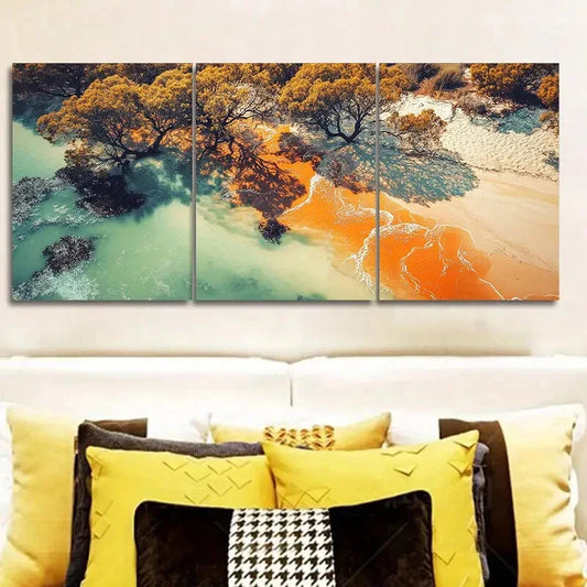 3pcs Aerial view of the sand Wall Art Set Canvas Framed 40x60cm - High Quality Print 100% Australian Made Wall Canvas Ready to Hang