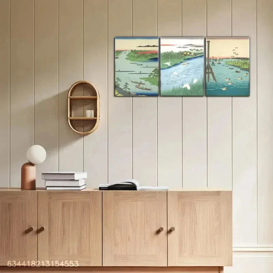 3pcs Landscape Art Deco Poster Vintage Decoration Metal Print Ready to Hang Art