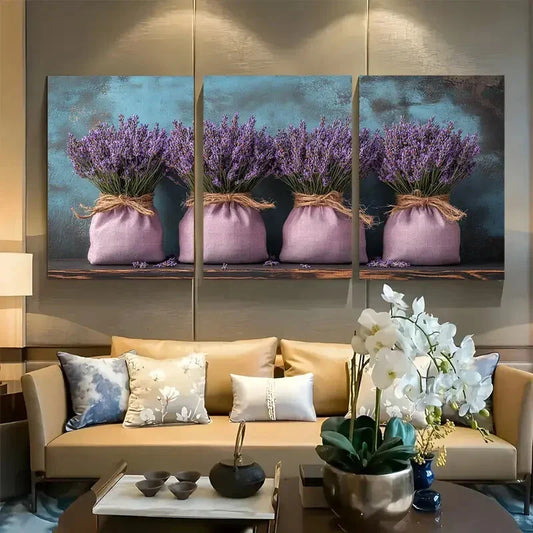 3pcs Lavender Sachets Cottagecore Rustic Decor Metal Print Ready to Hang Art