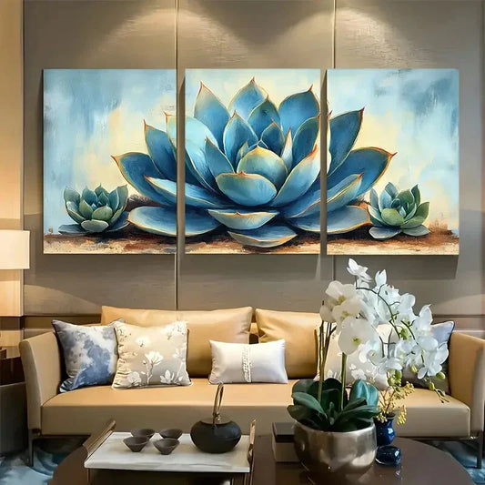 3pcs Mid Century Modern Agave Metal Print Ready to Hang Art