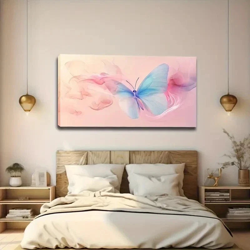 Transparent Gradient Blue Wall Art canvas office home room framed 120x60cm