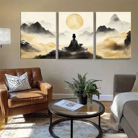 3pcs Tranquil Zen Mountain Landscape Prefect Wall Art Set Canvas Framed 40x60cm - High Quality Print 100% Australian Made Wall Canvas Ready to Hang