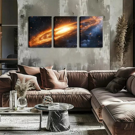 3pcs Stunning Artwork, Huge Galaxies, Wall Art Set Canvas Framed 40x60cm - High Quality Print 100% Australian Made Wall Canvas Ready to Hang