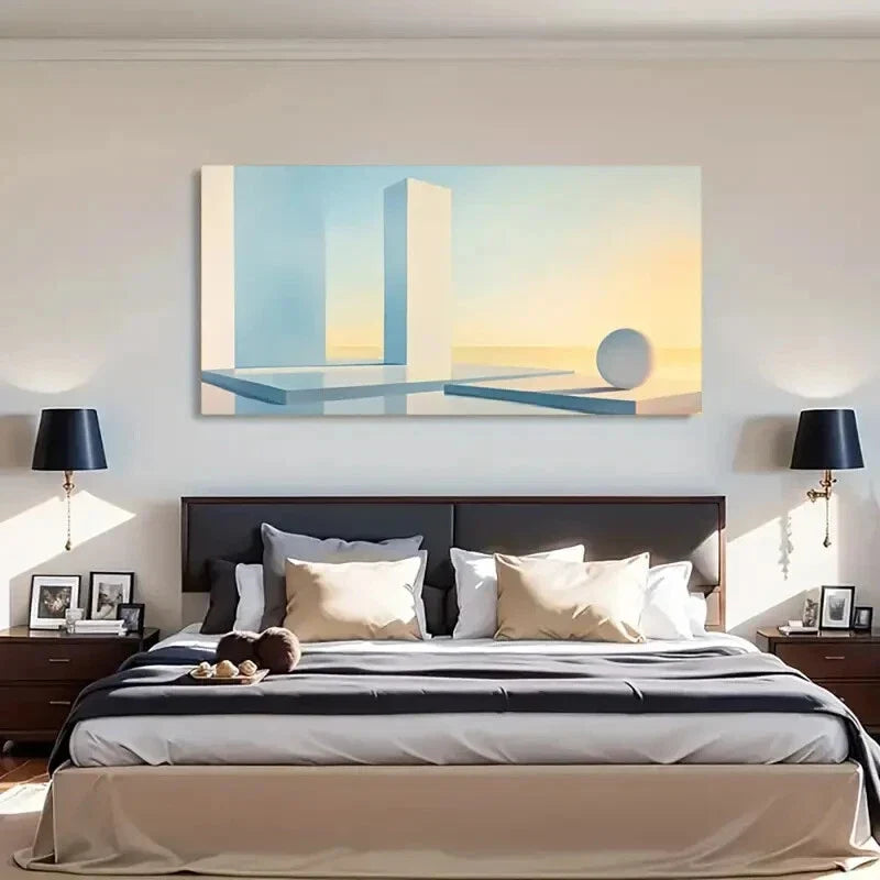 Modern Aesthetics Shapes Serene Wall Art Canvas Office Home Room Framed 80x45cm