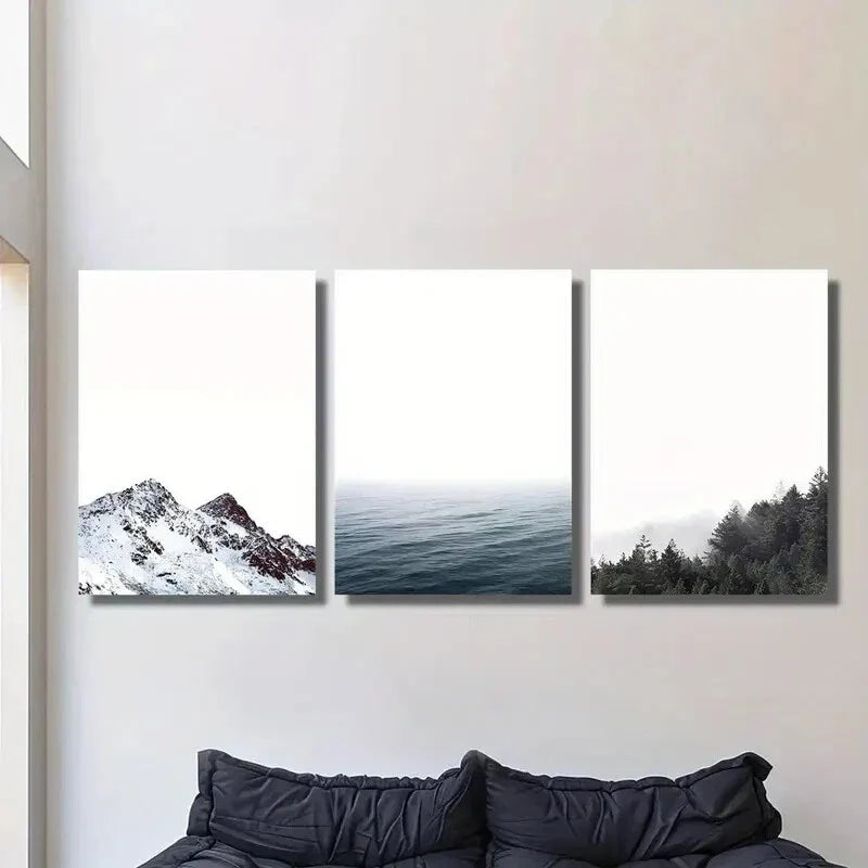 3pcs simple Nordic mountain prints Metal Print Ready to Hang Art