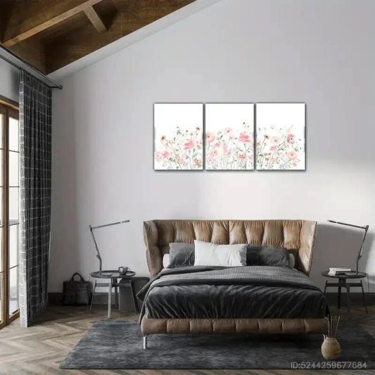 3pcs Florals Boho Prints Wildflower Wall Art Metal Print Ready to Hang Art