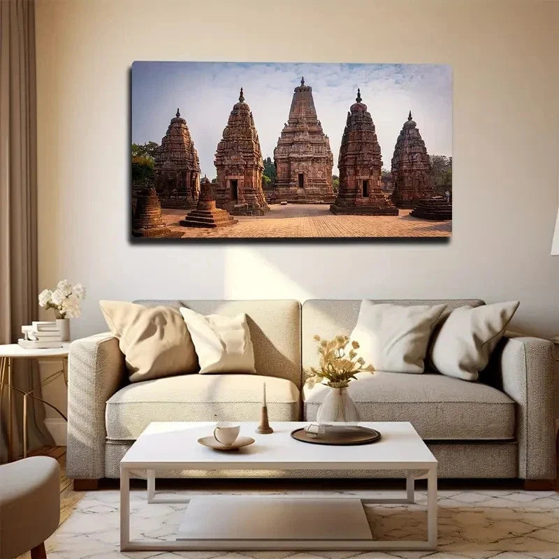 Southeast Asian Temple Wall Art Canvas Office Home Room Framed 80x45cm