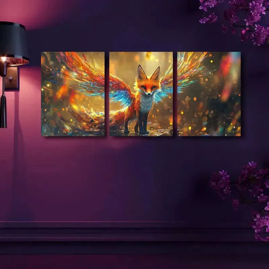 3pcs Charming Fox Canvas Framed 40x60cm - High Quality Print 100% Australian Made Wall Canvas Ready to Hang