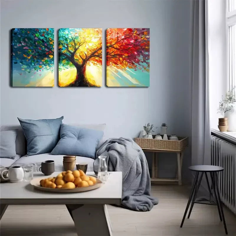 3pcs Colorful Tree Framed 40x60cm - High Quality Print 100% Australian Made Wall Canvas Ready to Hang