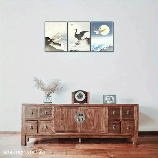 3pcs Touch of Sophistication Seagull And Sea Metal Print Ready to Hang Art