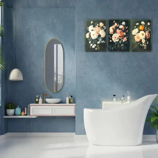 3pcs Vintage Flower Decoration Classic Art Poster Metal Print Ready to Hang Art