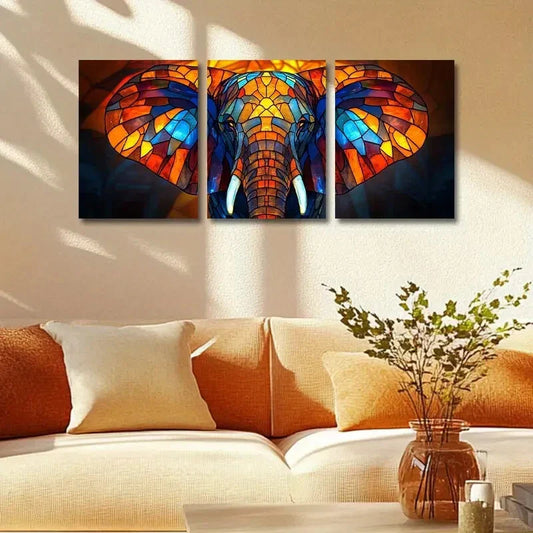 3pcs Spliced Elephant Design Metal Print Ready to Hang Art