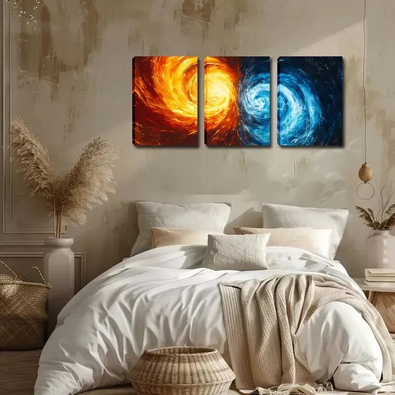 3pcs Exquisite Design, Yang and Yang, Galaxy Wall Art Set Canvas Framed 40x60cm - High Quality Print 100% Australian Made Wall Canvas Ready to Hang