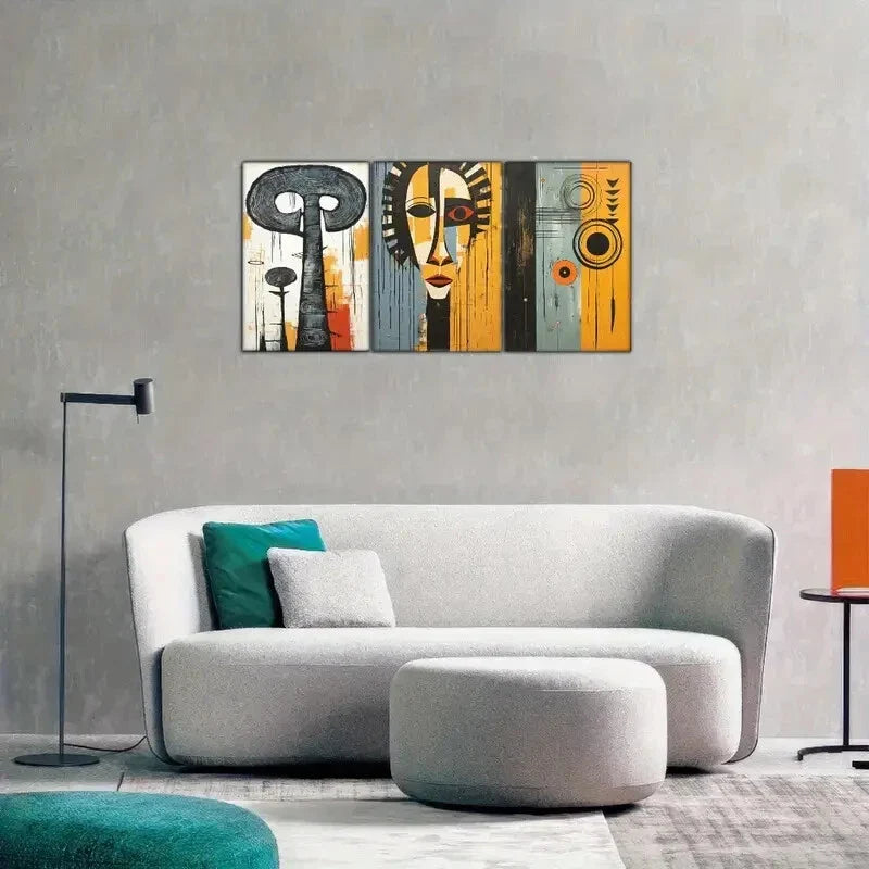 3pcs African American Abstract Art Style Poster Metal Print Ready to Hang Art