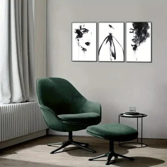 3pcs Black and White Abstract Decorative Poster Metal Print Ready to Hang Art