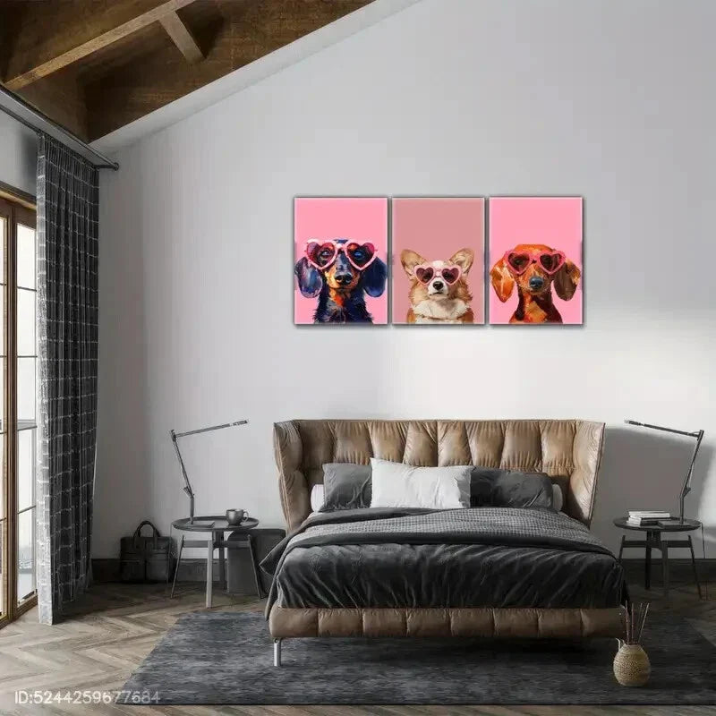 3pcs Welsh Corgi Dachshund Corgi Print Poster Metal Print Ready to Hang Art