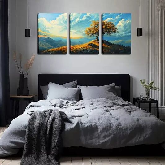 3pcs Towering Tree, Attractive Artwork Wall Art Set Canvas Framed 40x60cm - High Quality Print 100% Australian Made Wall Canvas Ready to Hang