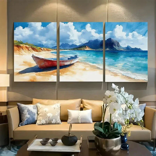 3pcs Spanish Island, Galapagos, Watercolor Metal Print Ready to Hang Art