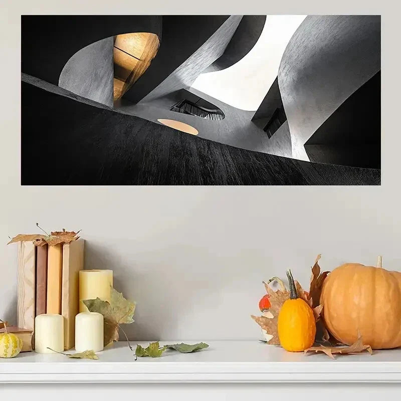 Minimalist Black White Abstract Wall Art Canvas Office Home Room Framed 80x45cm