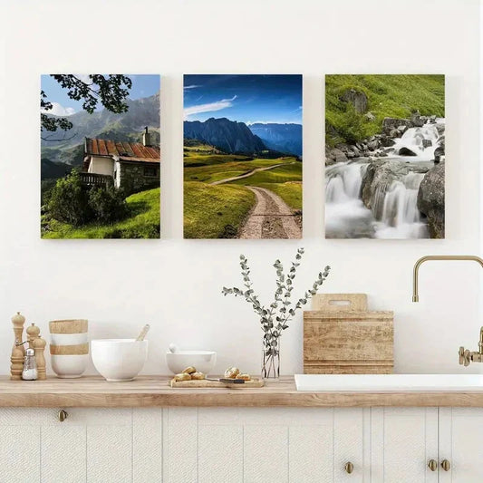 3pcs Multnomah Waterfalls Metal Print Ready to Hang Art