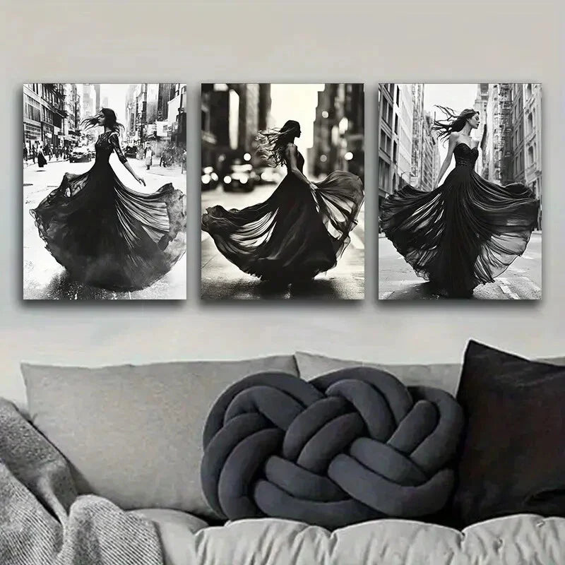 3pcs A model Art Painting Luxurious Metal Print Ready to Hang Art