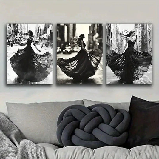 3pcs A model Art Painting Luxurious Metal Print Ready to Hang Art