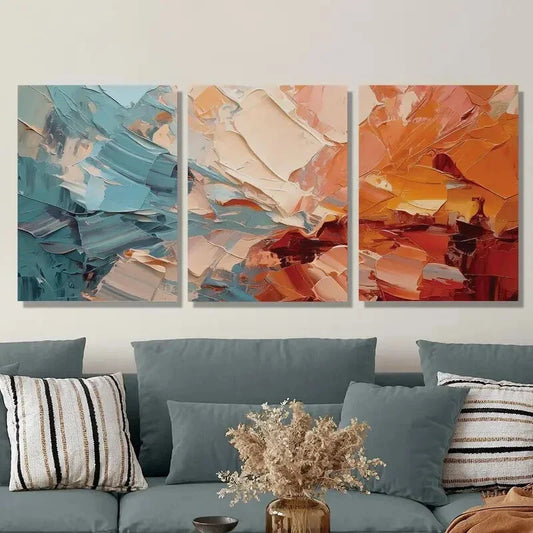 3pcs Vintage Oil Painting Watercolor Metal Print Ready to Hang Art