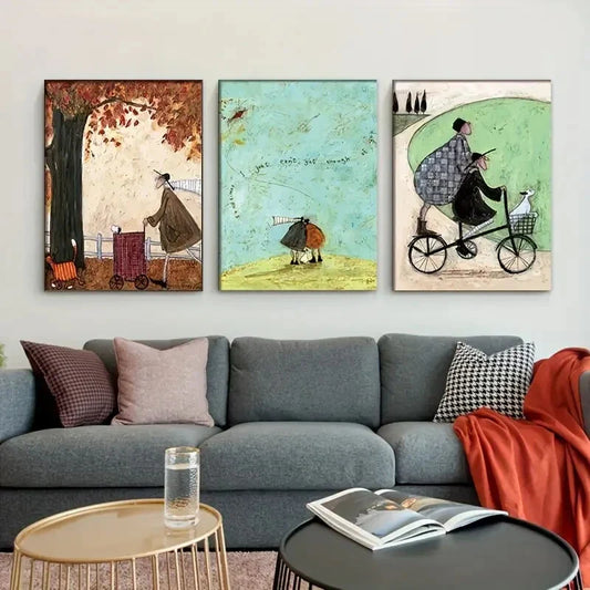 3pcs Elderly Couple Theme, Metal Print Ready to Hang Art