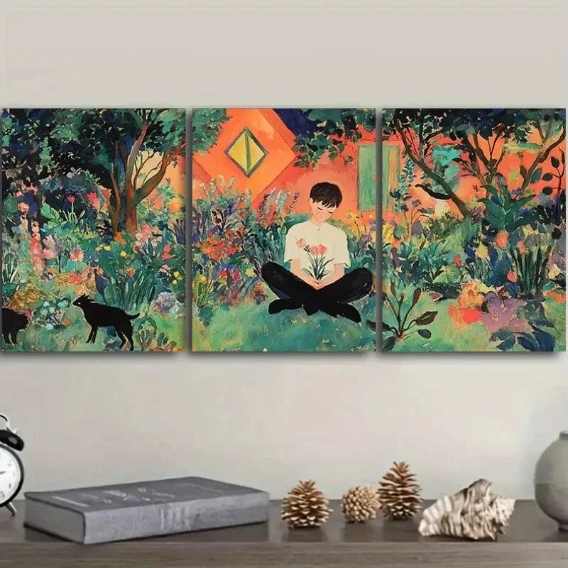 3pcs Jungle-Themed Prints Vibrant Floral Wall Art Set Canvas Framed 40x60cm - High Quality Print 100% Australian Made Wall Canvas Ready to Hang