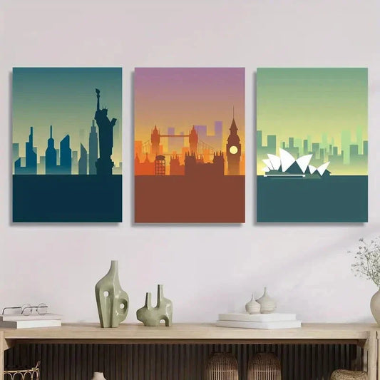 3pcs London Big Ben & Sydney Opera House Metal Print Ready to Hang Art