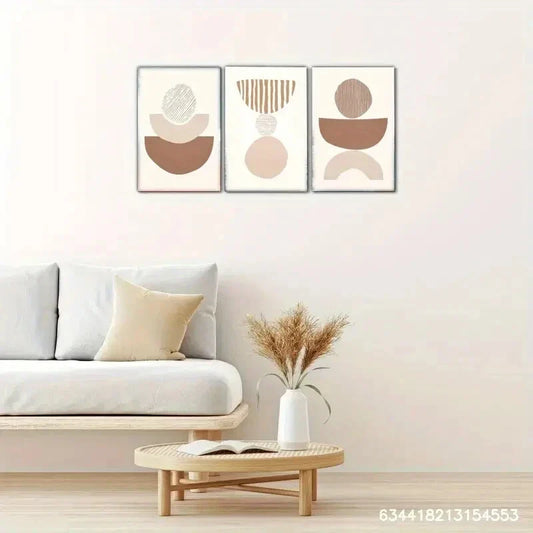 3pcs Geometric Pattern Decorative Poster Metal Print Ready to Hang Art