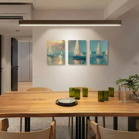 3pcs Sailboats Water Sky Canvas Framed 40x60cm - High Quality Print 100% Australian Made Wall Canvas Ready to Hang